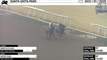 Babe Ruthless (Outside) and Water Tiger Worked 5 Furlongs at Santa Anita Park on November 1st, 2025