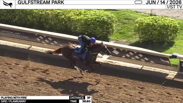 Playing With Fire Worked 3 Furlongs in 36.80 at Gulfstream Park on June 14th, 2026