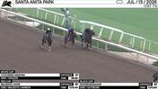 Choosing Arizona (White Cap), Majestic Oops (Red Cap) and Enterdadragon Worked at Santa Anita Park on July 13th, 2026