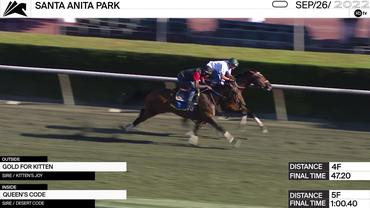 Gold for Kitten (Outside) and Queen's Code Worked at Santa Anita Park on September 26th, 2022