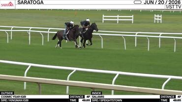 Cosmic Year (Outside) and Salamis Worked 4 Furlongs in 49.65 at Saratoga on June 20th, 2026