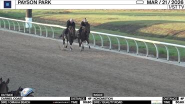 Carmel Coast (Outside) and Kokomotion Worked 4 Furlongs in 50.80 at Payson Park on March 21st, 2026