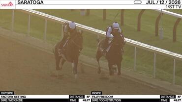 Factory Setting (Outside) and Filly Freedom Worked 4 Furlongs in 49.77 at Saratoga on July 12th, 2026