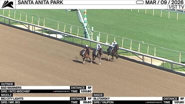 Bad Manners (Outside), Big City Lights (Middle) and Blutarsky Worked 5 Furlongs at Santa Anita Park on March 9th, 2026