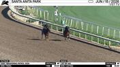 An Unnamed Horse out of the Dam Wandering Patrol (Outside) and List My Biz Worked 4 Furlongs at Santa Anita Park on June 15th, 2026