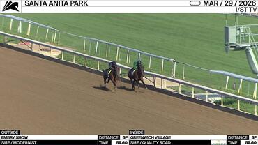 Embry Show (Outside) and Greenwich Village Worked 5 Furlongs in 59.60 at Santa Anita Park on March 29th, 2026
