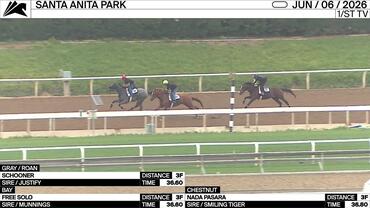 Schooner (Gray), Free Solo (Bay) and Nada Pasara Worked 3 Furlongs at Santa Anita Park on June 6th, 2026