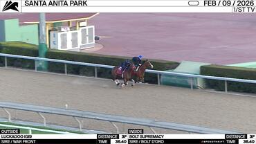 Luckadoo (Outside) and Bolt Supremacy Worked 3 Furlongs in 36.40 at Santa Anita Park on February 9th, 2026