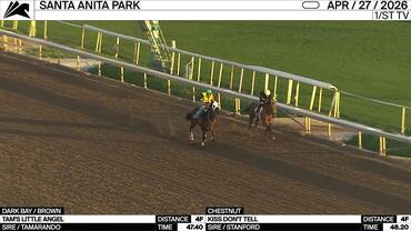 Tam's Little Angel (Dark Bay) and Kiss Don't Tell Worked 4 Furlongs at Santa Anita Park on April 27th, 2026