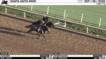 Schooner (Outside) and Arrowthegreat Worked 5 Furlongs in 1:02.60 at Santa Anita Park on September 26th, 2026