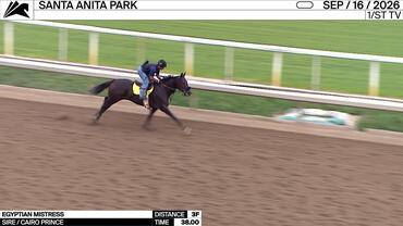 Egyptian Mistress Worked 3 Furlongs in 38.00 at Santa Anita Park on September 16th, 2026