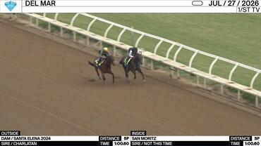 An Unnamed Horse out of the Dam Santa Elena (Outside) and San Moritz Worked 5 Furlongs in 1:00.60 at Del Mar on July 27th, 2026
