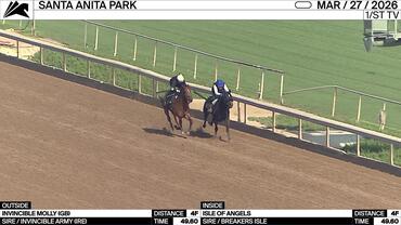 Invincible Molly (Outside) and Isle of Angels Worked 4 Furlongs in 49.60 at Santa Anita Park on March 27th, 2026
