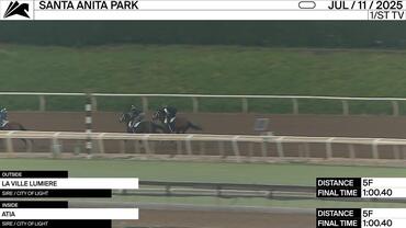 La Ville Lumiere (Outside) and Atia Worked 5 Furlongs in 1:00.40 at Santa Anita Park on July 11th, 2025
