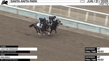 Love the Pressure (Outside) and Endlessly Worked 4 Furlongs in 49.60 at Santa Anita Park on June 21st, 2025