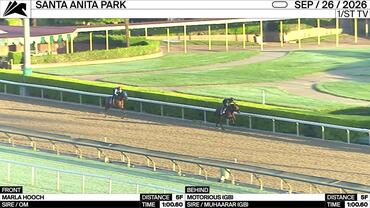 Marla Hooch (Front) and Motorious Worked 5 Furlongs in 1:00.60 at Santa Anita Park on September 26th, 2026