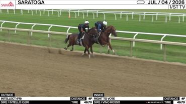 Intellect (Outside) and Right to Vote Worked 4 Furlongs in 49.70 at Saratoga on July 4th, 2026