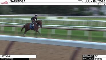 Lagynos Worked 5 Furlongs in 1:01.88 at Saratoga on July 18th, 2025