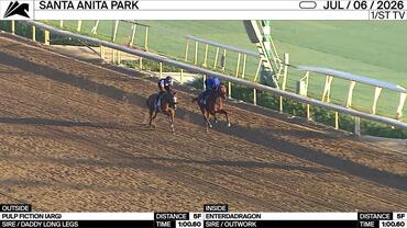 Pulp Fiction (Outside) and Enterdadragon Worked 5 Furlongs in 1:00.60 at Santa Anita Park on July 6th, 2026