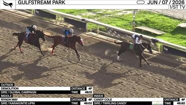 Demolition (Outside), Riyadh Way (Middle) and Candy Cole Worked 4 Furlongs at Gulfstream Park on June 7th, 2026