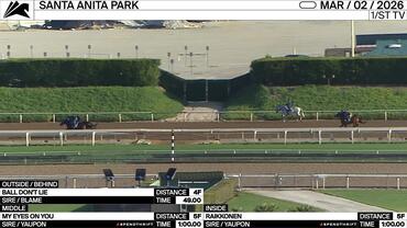 Ball Don't Lie (Outside/Behind), My Eyes On You (Middle) and Raikkonen Worked at Santa Anita Park on March 2nd, 2026