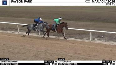 Midway Memories (Outside) and City Girl Worked 4 Furlongs in 50.00 at Payson Park on March 1st, 2026