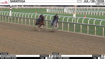 Margretfrances (Outside) and My Bestie Worked 4 Furlongs in 50.60 at Saratoga on July 26th, 2026