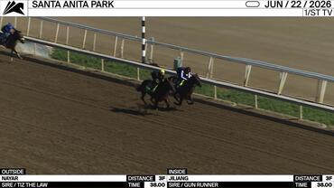 Nayar (Outside) and Jiliang Worked 3 Furlongs in 38.00 at Santa Anita Park on June 22nd, 2026