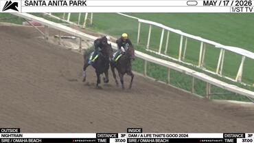 Nightrain (Outside) and an Unnamed Horse out of the Dam A Life That's Good Worked 3 Furlongs in 37.00 at Santa Anita Park on May 17th, 2026
