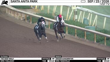 The Gray Wolf (Outside) and Singer Songwriter Worked 5 Furlongs in 1:01.40 at Santa Anita Park on September 23rd, 2026
