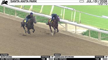 White Storm (Outside) and Americano W'chrome Worked 3 Furlongs in 38.60 at Santa Anita Park on July 1st, 2026
