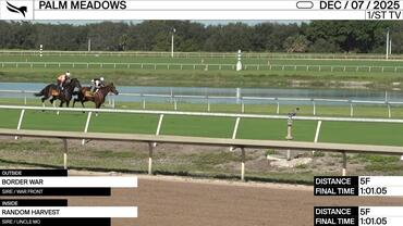 Border War (Outside) and Random Harvest Worked 5 Furlongs in 1:01.05 at Palm Meadows on December 7th, 2025