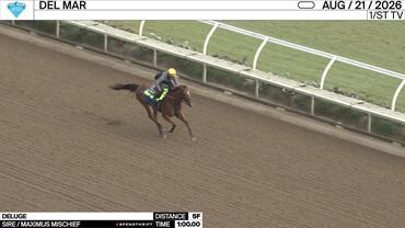 Deluge Worked 5 Furlongs in 1:00.00 at Del Mar on August 21st, 2026
