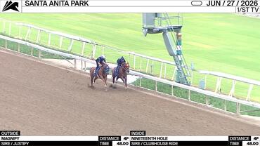 Magnify (Outside) and Nineteenth Hole Worked 4 Furlongs in 48.00 at Santa Anita Park on June 27th, 2026