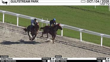 Gunna Vision (Outside) and Hottakejake Worked 4 Furlongs at Gulfstream Park on October 4th, 2026