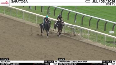 Red Poppy (Outside) and an Unnamed Horse out of the Dam Simply Confection Worked 4 Furlongs in 48.11 at Saratoga on July 5th, 2026