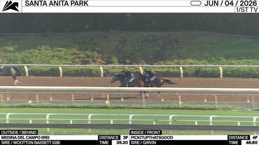Medina Del Campo (Outside/Behind) and Pickitupthatsgood Worked at Santa Anita Park on June 4th, 2026