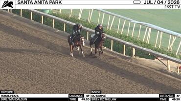 Royal Pearl (Outside) and So Simple Worked 4 Furlongs in 49.20 at Santa Anita Park on July 4th, 2026