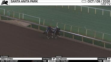 Direct Strike (Outside) and Malarchuk Worked 5 Furlongs in 1:00.60 at Santa Anita Park on October 9th, 2026