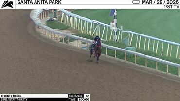 Thirsty Rebel Worked 5 Furlongs in 1:00.00 at Santa Anita Park on March 29th, 2026