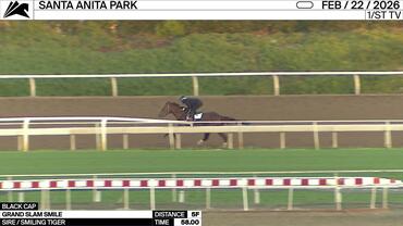 Grand Slam Smile (Black Cap) Worked 5 Furlongs in 58.00 at Santa Anita Park on February 22nd, 2026