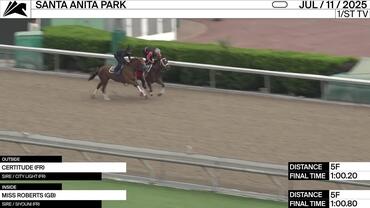 Certitude (Outside) and Miss Roberts Worked 5 Furlongs at Santa Anita Park on July 11th, 2025