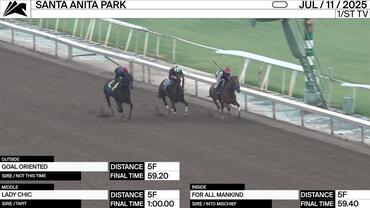 Goal Oriented (Outside), Lady Chic (Middle) and For All Mankind Worked 5 Furlongs at Santa Anita Park on July 11th, 2025