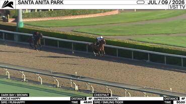 Uncle Happy (Dark Bay) and Impressionistic Worked 4 Furlongs at Santa Anita Park on July 9th, 2026