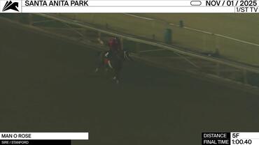 Man O Rose Worked 5 Furlongs in 1:00.40 at Santa Anita Park on November 1st, 2025,