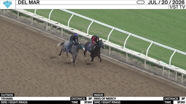 Tehama (Outside) and Ring of Mercy Worked 3 Furlongs in 37.80 at Del Mar on July 20th, 2026