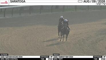 An Unnamed Horse out of the Dam Gather Round (Outside) and an Unnamed Horse out of the Dam Yawkey Way Worked 4 Furlongs in 47.88 at Saratoga on August 9th, 2026