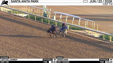 Last Call Cowboy (Outside) and Green Zone Worked at Santa Anita Park on June 22nd, 2026
