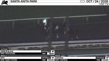 Henie in Black (Outside), Effy (Middle) and Eurydice Worked at Santa Anita Park on October 24th, 2026