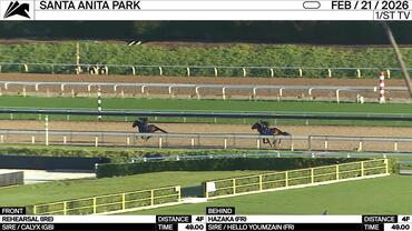 Rehearsal (Front) and Hazaka Worked 4 Furlongs in 49.00 at Santa Anita Park on February 21st, 2026